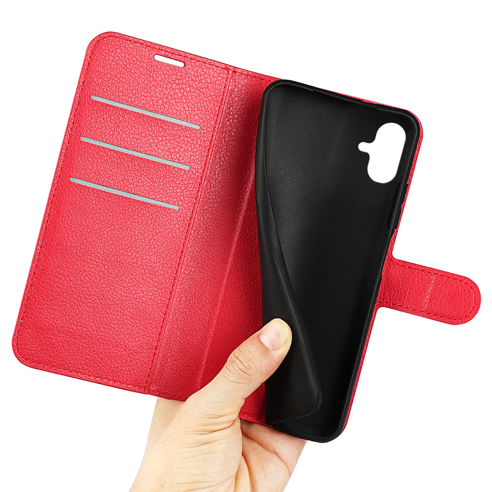 Phone Stand Wallet Cover for Samsung Galaxy A04e 4G F04 4G M04 4G Litchi Texture PU Leather Anti-scratch Phone Flip Case Phone Stand Wallet Cover for Samsung Galaxy A04e 4G F04 4G M04 4G Litchi Texture PU Leather Anti-scratch Phone Flip Case